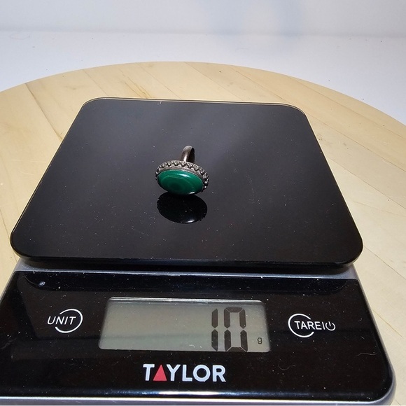 Vintage Sterling Silver 925 Oval Malachite Stone Ring Size 5.5-6 Weighs 10 Grams - Picture 10 of 10